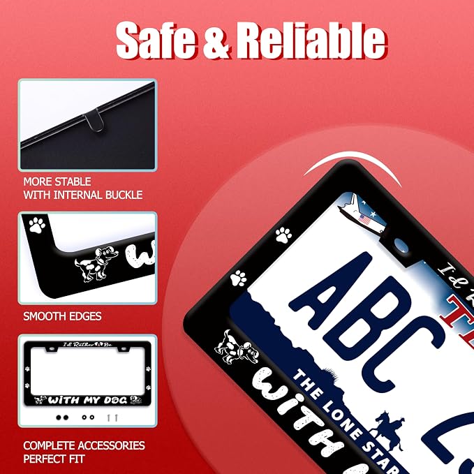 I'd Rather Be with My Dog License Plate Frame Pet License Plate Holder Funny - Image 2