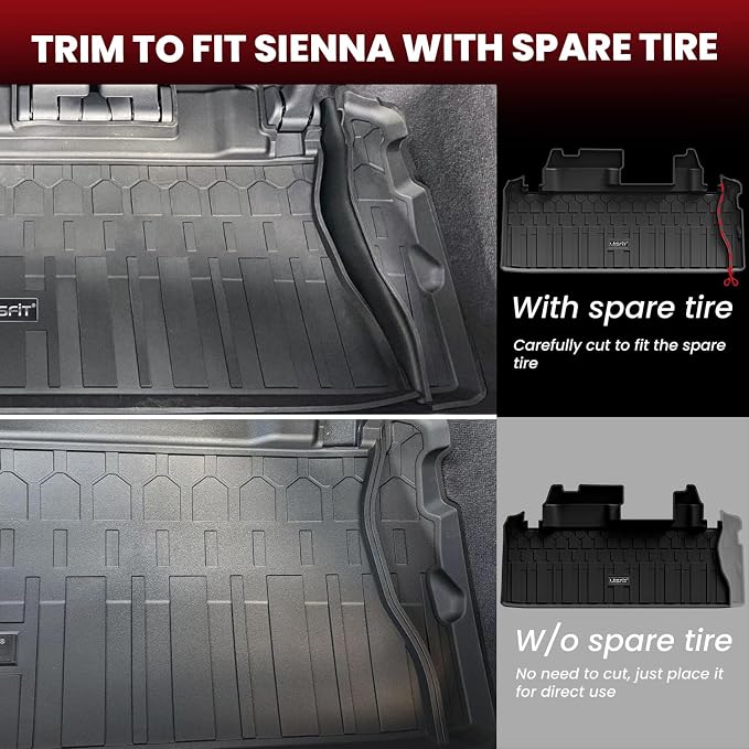 LASFIT Floor Mats&Trunk Mat for Toyota Sienna 8 Seats 2021-2024 2025 All - Image 7