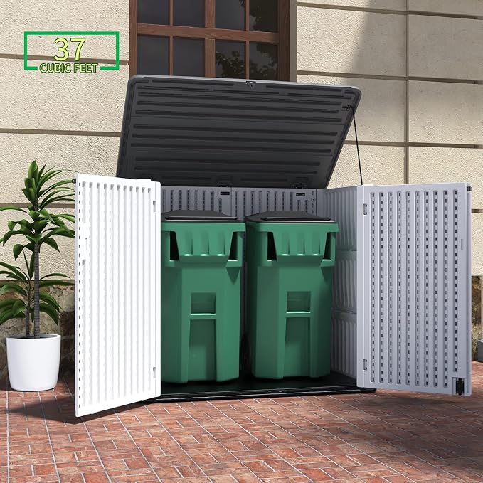 ADDOK 2SG Larger Horizontal Storage Shed Wood-Like, 4.4 x 2.8 ft Outdoor - Image 3
