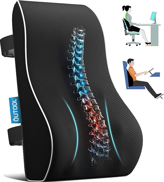 Lumbar Support Pillow for Office Chair, Office Home, College Dorm Room by QUTOOL