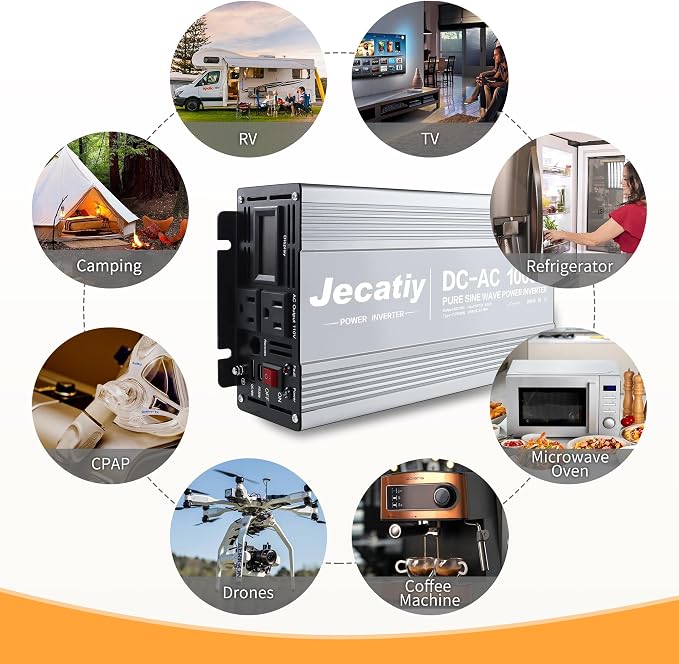 1000 Watt Pure Sine Wave Power Inverter DC 12V to 110V/120V AC Converter - Image 8