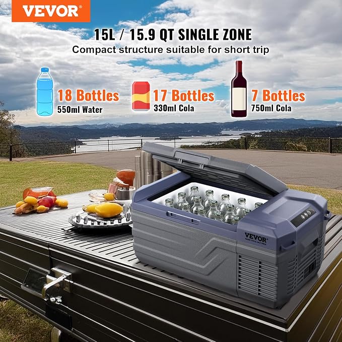 VEVOR 12 Volt Car Refrigerator Fridge, 15 L Single Zone Portable Freezer - Image 2