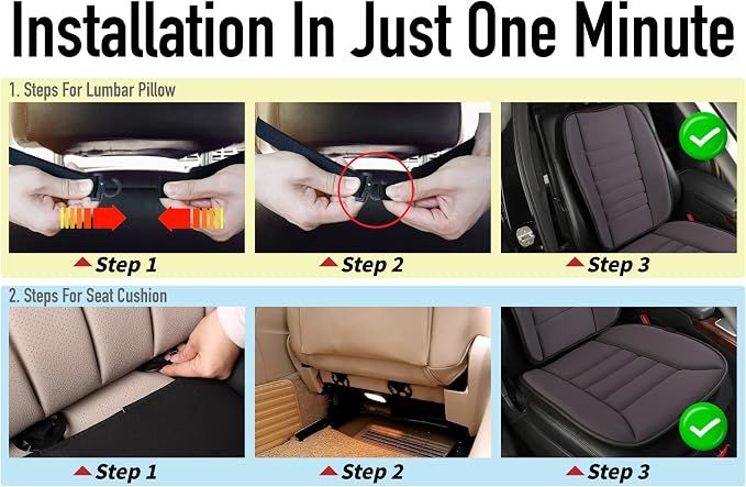 Car Seat Cushion with Back Support Pillow, Comfy Lumbar Support & Seat Cushion - Image 8