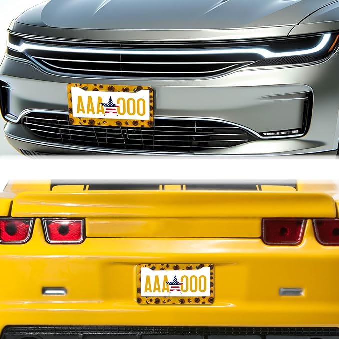 License Plate Protector for Women Yellow License Plate Frames for Men Sunflower - Image 8