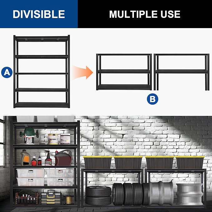 BILT HARD 3500 LBS 48" W x 24" D x 72" H Metal Garage Shelving Unit, 5-Tier - Image 8