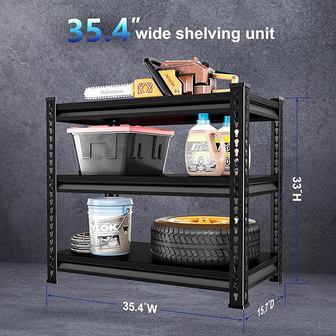 Adjustable Garage Storage Shelves, 35.4''W Garage Shelving Heavy Duty Loads - Image 3