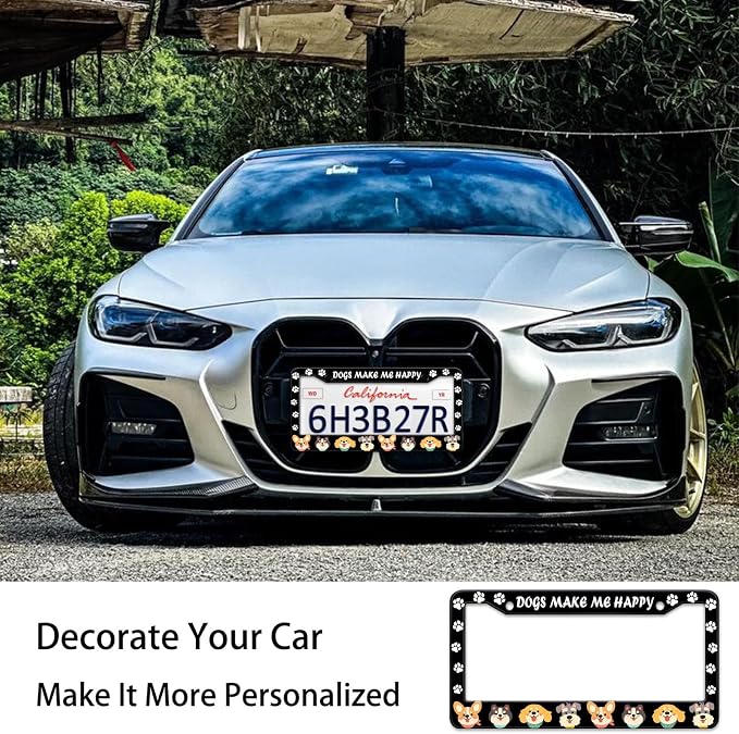 Dogs License Plate Frame, Lovely Puppies Dogs Paws Printed License Plate Holder - Image 5