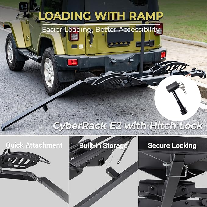 CyberRack E2 Hitch 2-Bike Rack for Car, Ebike Rack - Image 2