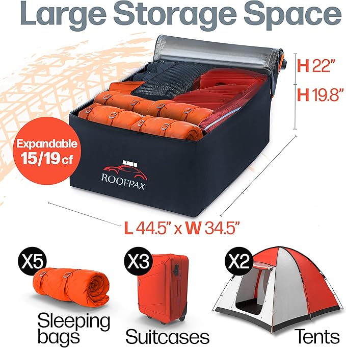 RoofPax Expandable 15/19 cft. Car Rooftop Cargo Carrier Bag Waterproof Storage - Image 5