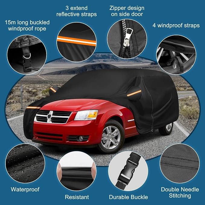 Car Cover for 1984-2020 Dodge Grand Caravan, Chrysler Grand Voyager, - Image 3