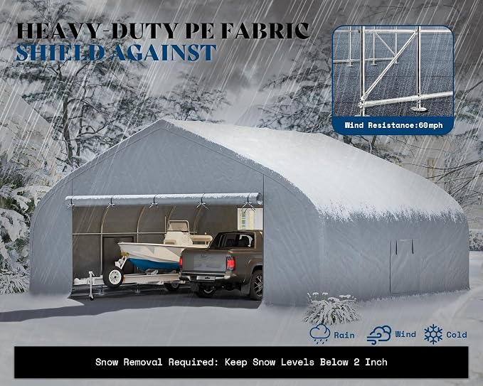 AMERLIFE 22.5 x 20FT Heavy Duty Double Carport, Galvanized Steel Frame Garage - Image 4