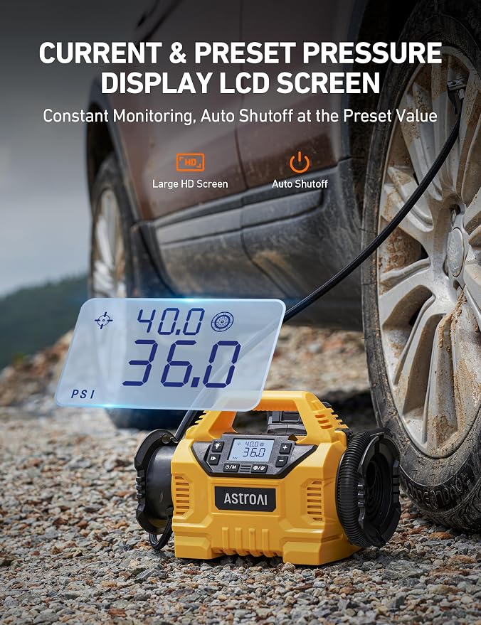AstroAI Cordless Tire Inflator Portable Air Compressor - Image 4