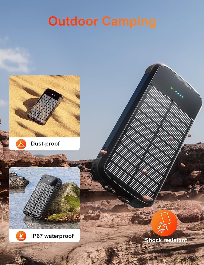 Solar Charger Power Bank, 40000mAh Portable Phone Charger Built in 4 Cables - Image 5