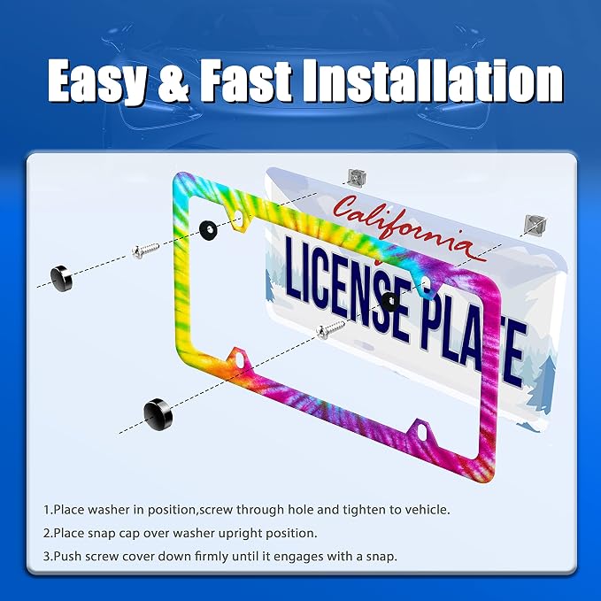 Colorful Hippie Tie Dye License Plate Frame Beautiful License Plate Stainless - Image 3