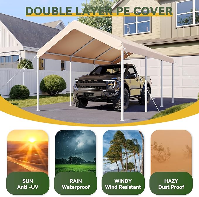 Aoxun 10x20 ft Heavy Duty Carport - Image 6