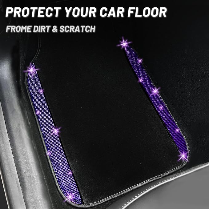 NBTEPEM Purple Violet Bling Car Floor Mats Full Set, Universal Fit Most Cars - Image 8