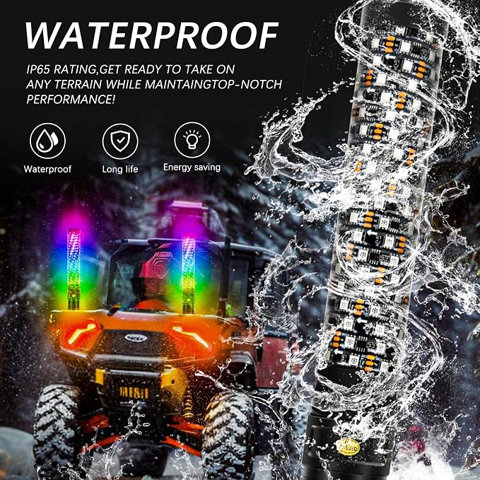 DREAMIZER 2PCS 1FT Fat Spiral Led Whip Lights - Image 4