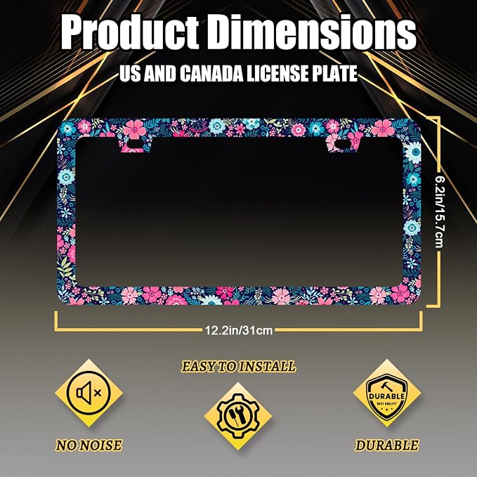 Colorful Flowers License Plate Frame Beautiful Floral Flower License Plate - Image 2