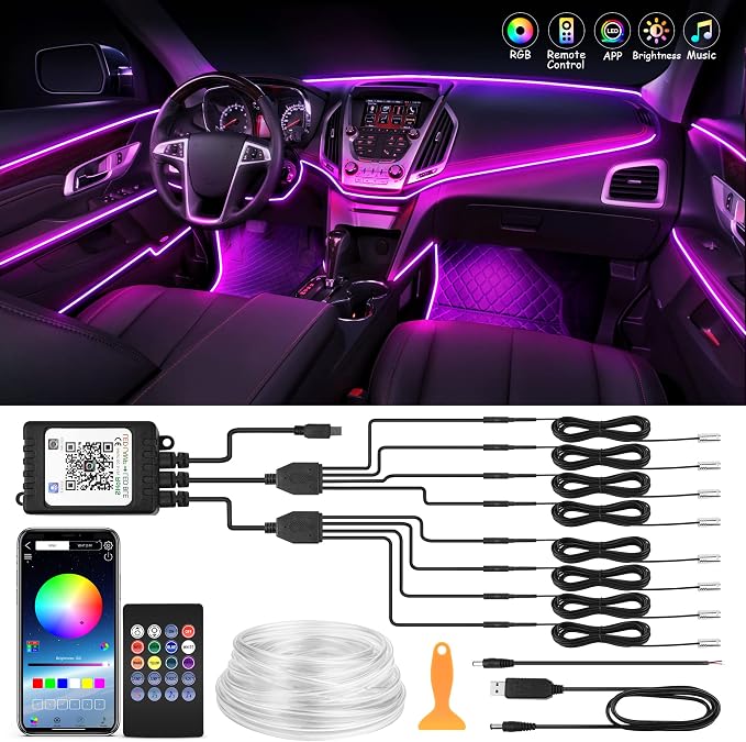 MICTUNING Car LED Interior Strip Light, 8 in 1 RGB Multicolor by MICTUNINGINC