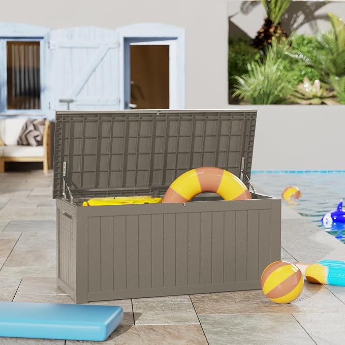 270 Gallon Lockable Resin Deck Box, Waterproof & UV-Resistant Outdoor Storage - Image 5
