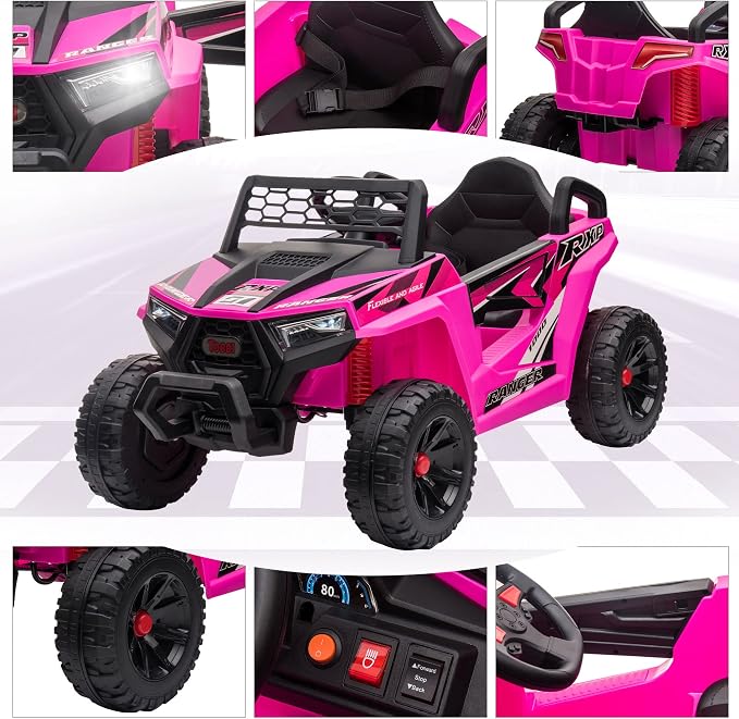 TOBBI 12V Kids Ride on Car, Electric Off-Road UTV Truck - Image 6