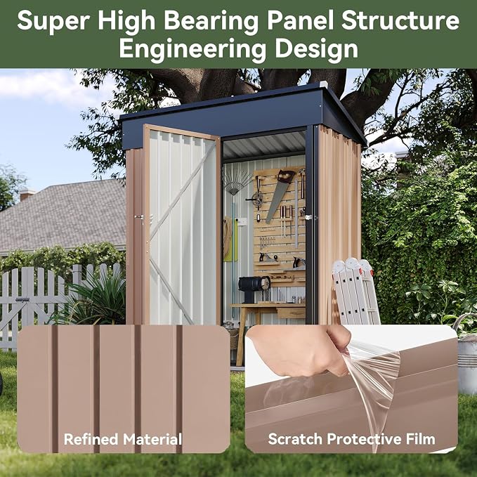 Aoxun 5x3 FT Shed Outdoor Waterproof Storage Shed Metal Garden Shed - Image 6