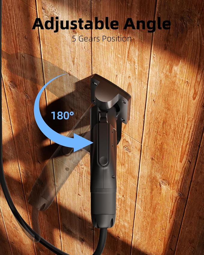 EV Charger Holder, with 180° Rotation Nozzle Dock, Metal J-Hook - Image 2