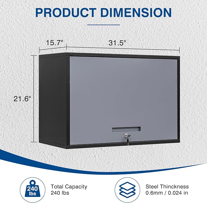 Metal Storage Cabinet Black&Gray Wall Cabinets - Image 3