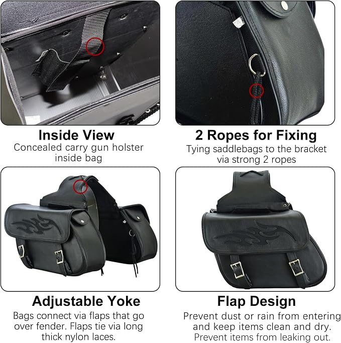 Dream Apparel Naked Cowhide Leather Motorcycle Saddle Bags Throw Over Saddlebags - Image 5