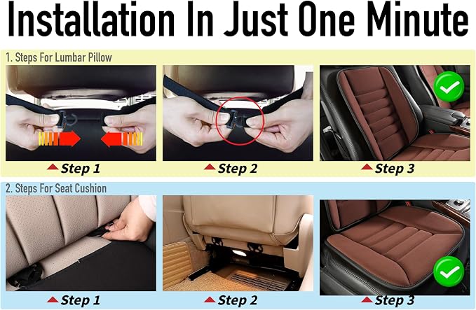 Car Seat Cushion with Back Support Pillow, Comfy Lumbar Support & Seat Cushion - Image 7