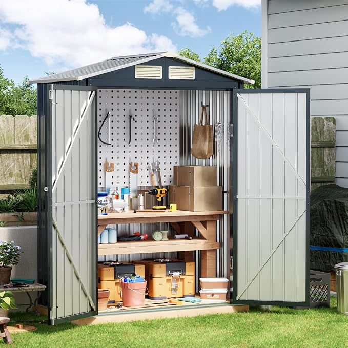 Breezz 5x3FT Vertical Outdoor Steel Storage Shed by BreezZ