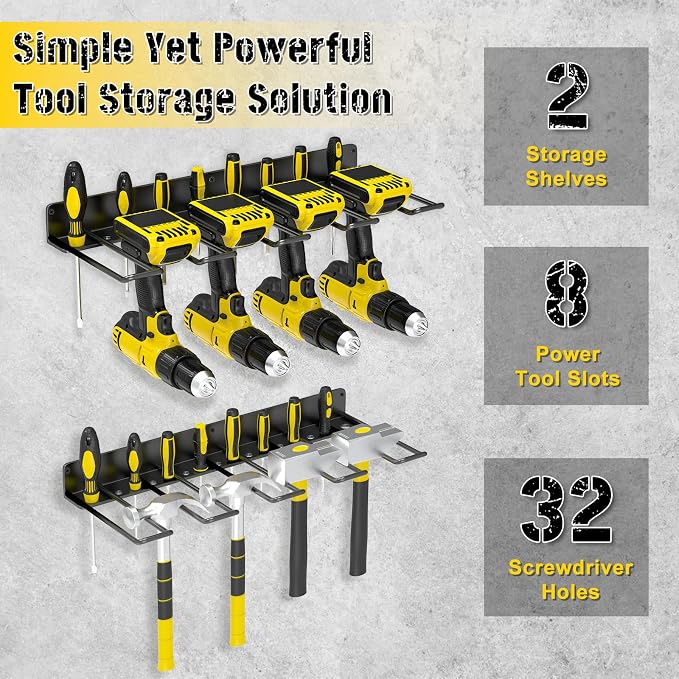 Drill Holder Wall Mount, Power Tool Organizer, Heavy Duty Metal Tool Storage - Image 4