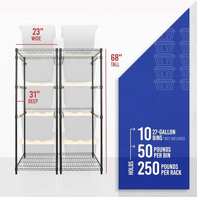 SafeRacks 2 Pack 5-Tier Steel Tote Rack - Image 3