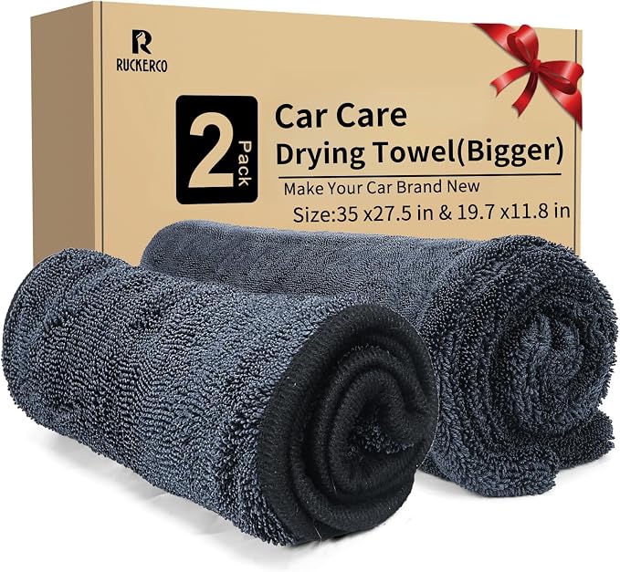 Microfiber Towels for Cars 2-Pack, 1300 GSM Ultra-Soft Microfiber, No Streaks by R+RUCKERCO