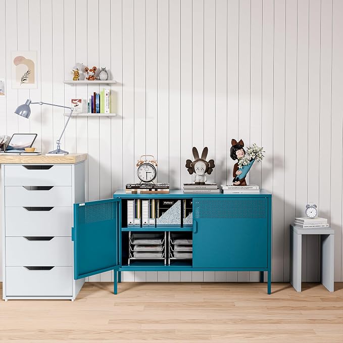 2 Door Storage Sideboard, Metal Storage Cabinet - Image 3