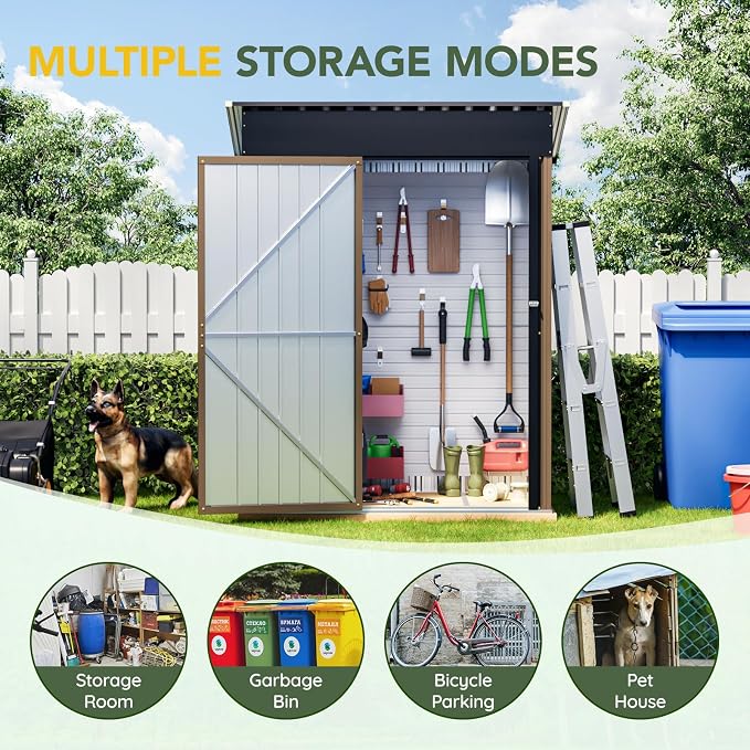 Breezz 5x3FT Vertical Outdoor Steel Storage Shed - Image 6