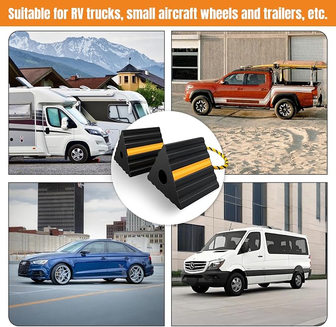 Rubber Wheel Chocks for RV Trailer Camper Truck Car Aircraft Boat, Versatile - Image 4