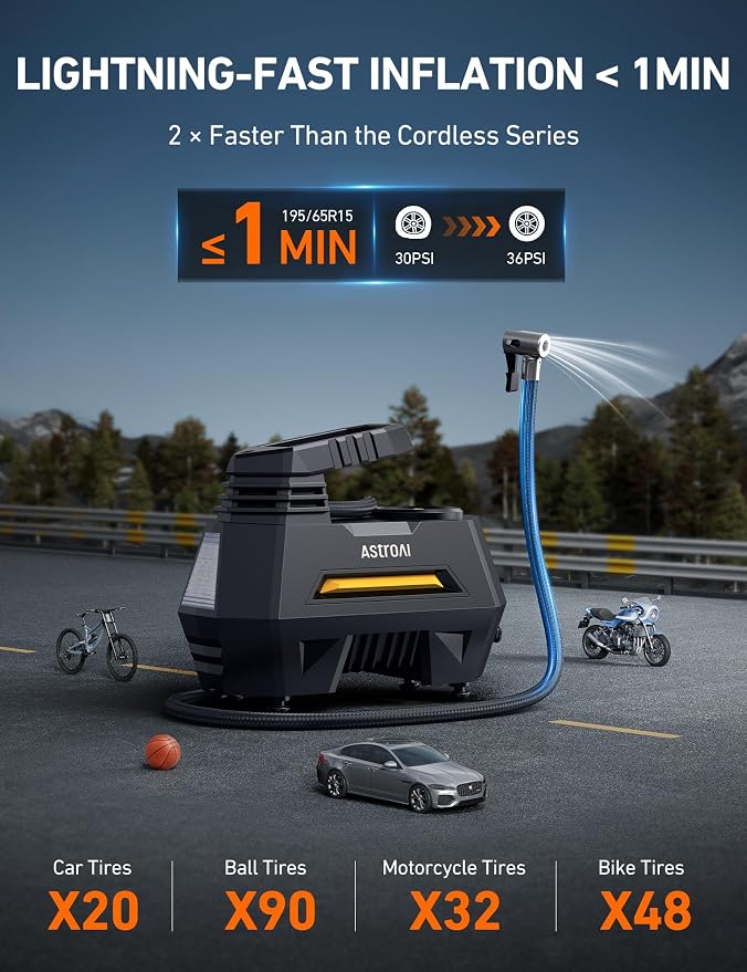AstroAI Tire Inflator Portable Air Compressor Tire Air Pump - Image 2