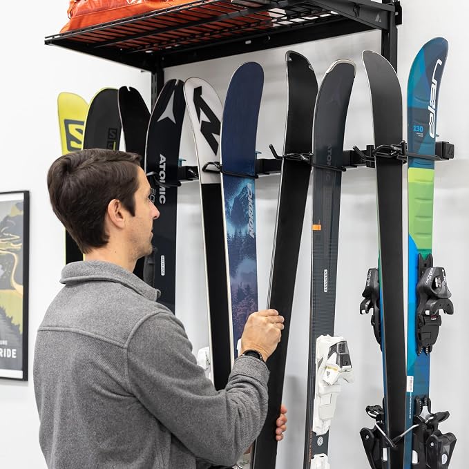 StoreYourBoard Lone Peak Ski Storage Rack and Wall Shelf, Holds 5 Pairs of Skis - Image 2
