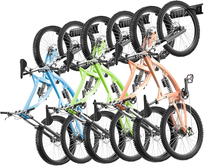 VEVOR Bike Storage Rack, 6 Bike Racks and 3 Helmets Hooks, Wall Mount Bike by VEVOR