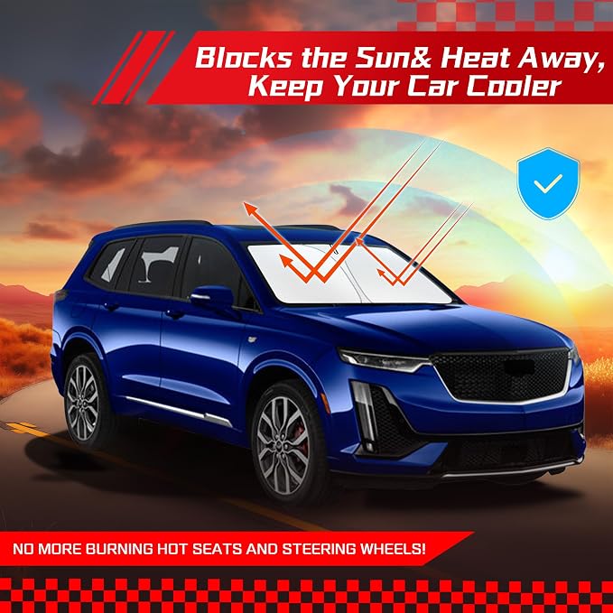 ARISMOTOR Windshield Sun Shade for Cadillac XT6 2020-2025, Custom Fit Foldable - Image 7