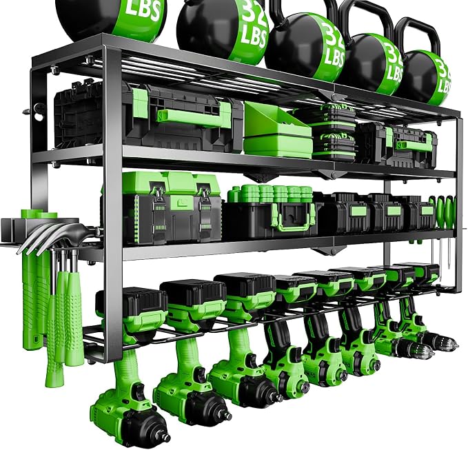 Power Tool Organizer Wall Mount, 4 Layers Tool Storage Rack by STYNGT