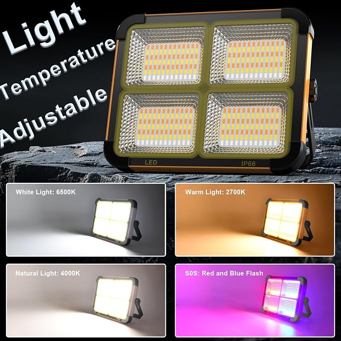 Portable LED Work Solar Light 100W 16500mAh 10000 LM - Image 2