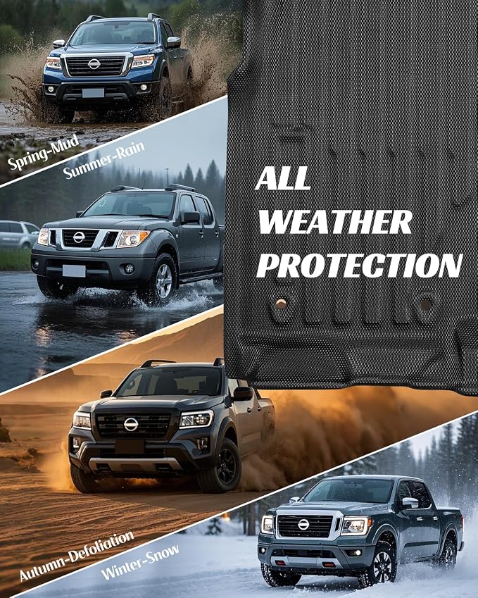 Car Floor Mats for Nissan Frontier 2008-2021 Crew Cab Full Set, All Weather - Image 7