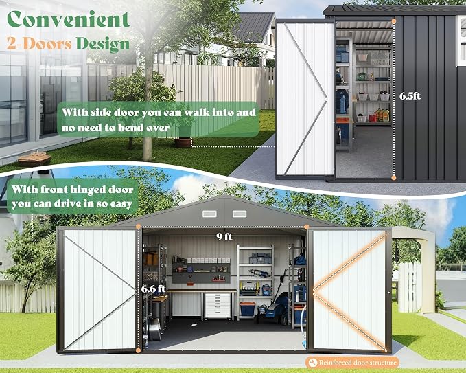 AMERLIFE 13.2x21x8.4 FT Outdoor Metal Garage Shed, Extra Large Storage Shed - Image 4