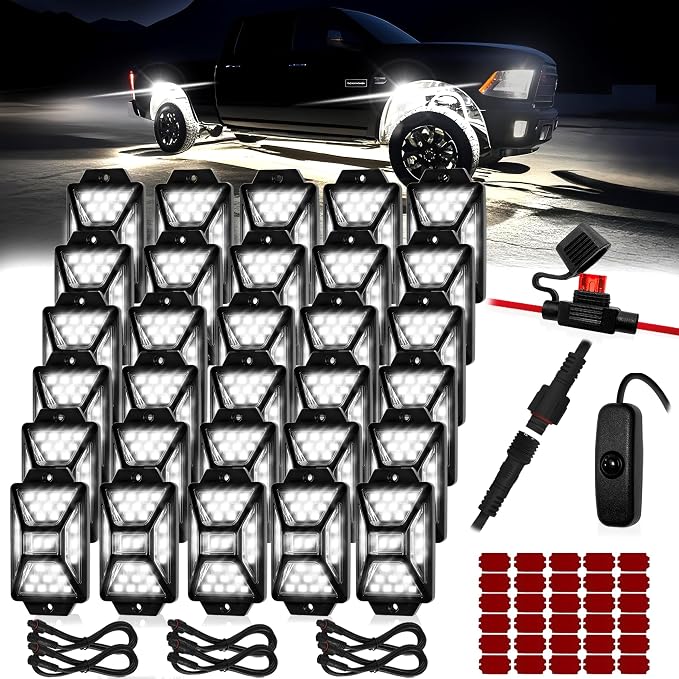 30 Pods Pure White LED Rock Lights Kit by AutoBuero