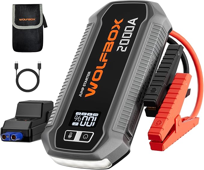 WOLFBOX 2000A Jump Starter, 12000mAh Battery Jumper Starter Portable by WOLFBOX
