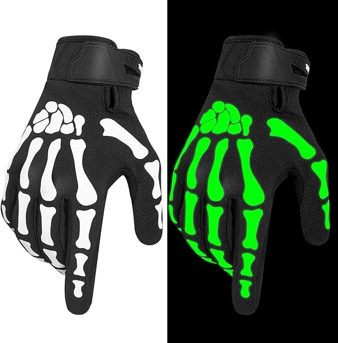 RIGWARL Skeleton Gloves Glow in The Dark, Touchscreen Riding Cycling Gloves by RIGWARL