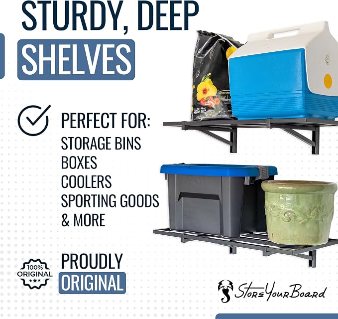 StoreYourBoard 2-Pack Heavy Duty Wall Shelves – Wall-Mounted Garage Storage - Image 4