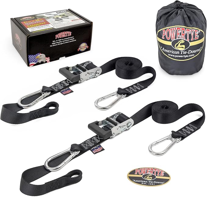PowerTye - Made in USA - Extra Long Ratchet Tie Down Straps, Heavy Duty by PowerTyeMFG
